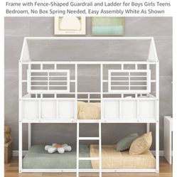 Twin Over Twin House Bunk Bed with Roof