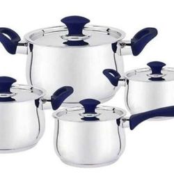 🔥🔥new 4 price cookware set stainless steel blue 🔥🔥

