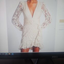 Crochet Plunge Mini Dress