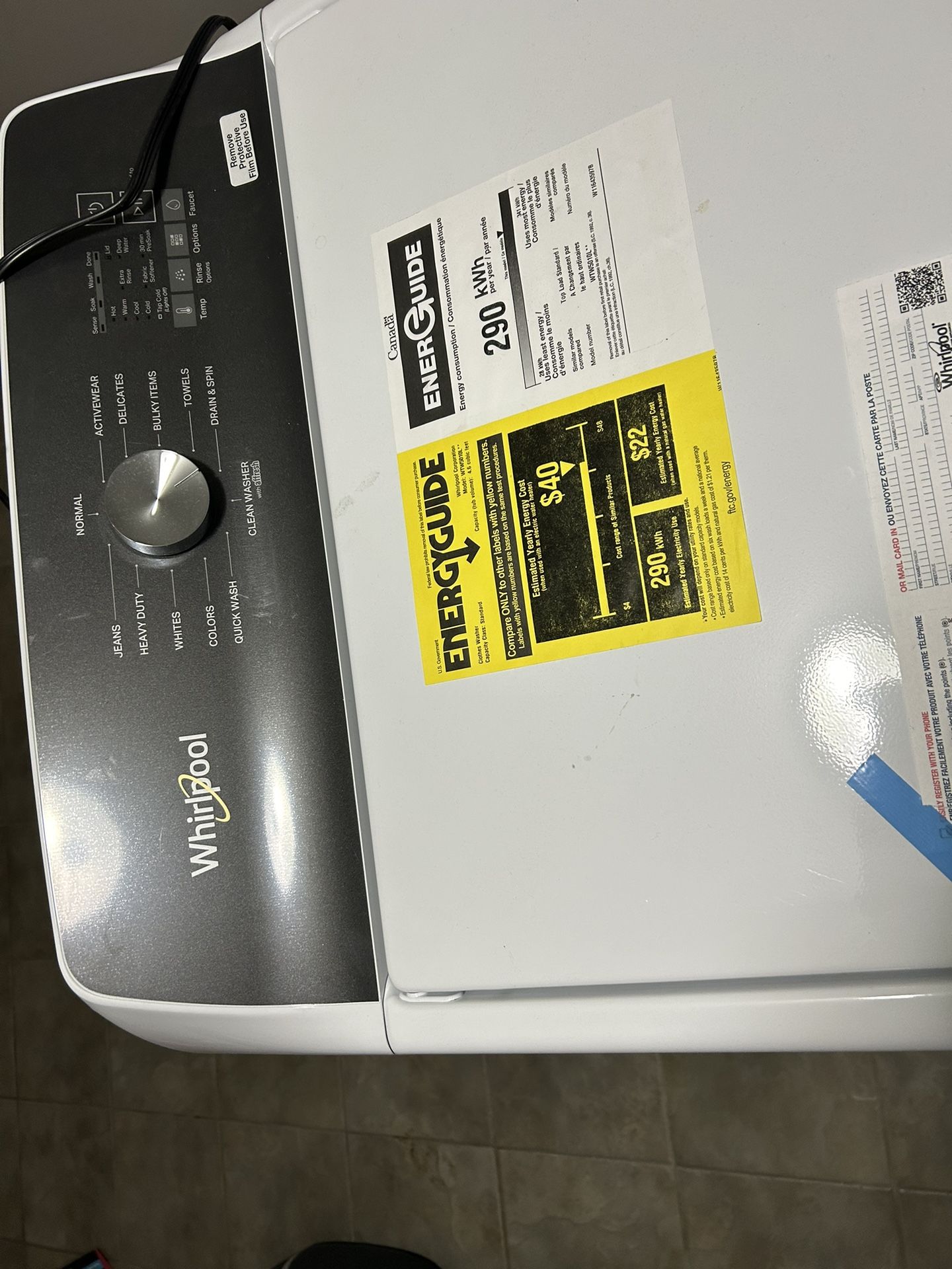 Whirpool washer 4.6 cu ft