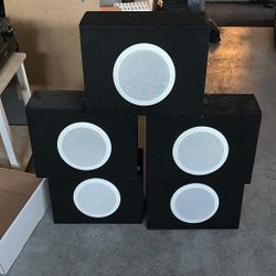 OSD Audio 5.25in Speaker With Wooden Speaker Cabinet - Five Total