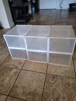 6-Pack Clear Stackable Shoe Organizer Boxes 13"