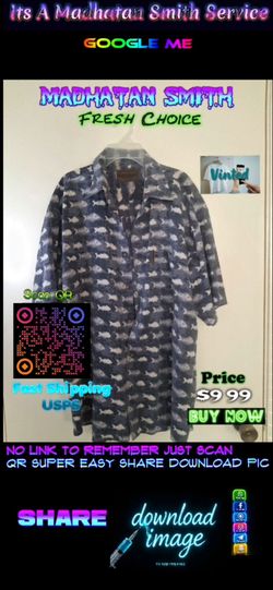 Fish Print Short Sleeve Button-Up Shirt