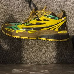 Off-White "Be Right Back" Brown Yellow sneaker.