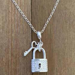 925 Sterling Silver Lock Key Necklace Candado Llave Plata 925 Solida