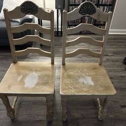 PAIR  of solid wood chairs with distressed finish, VERY GOOD CONDITION, $30 for the PAIR!