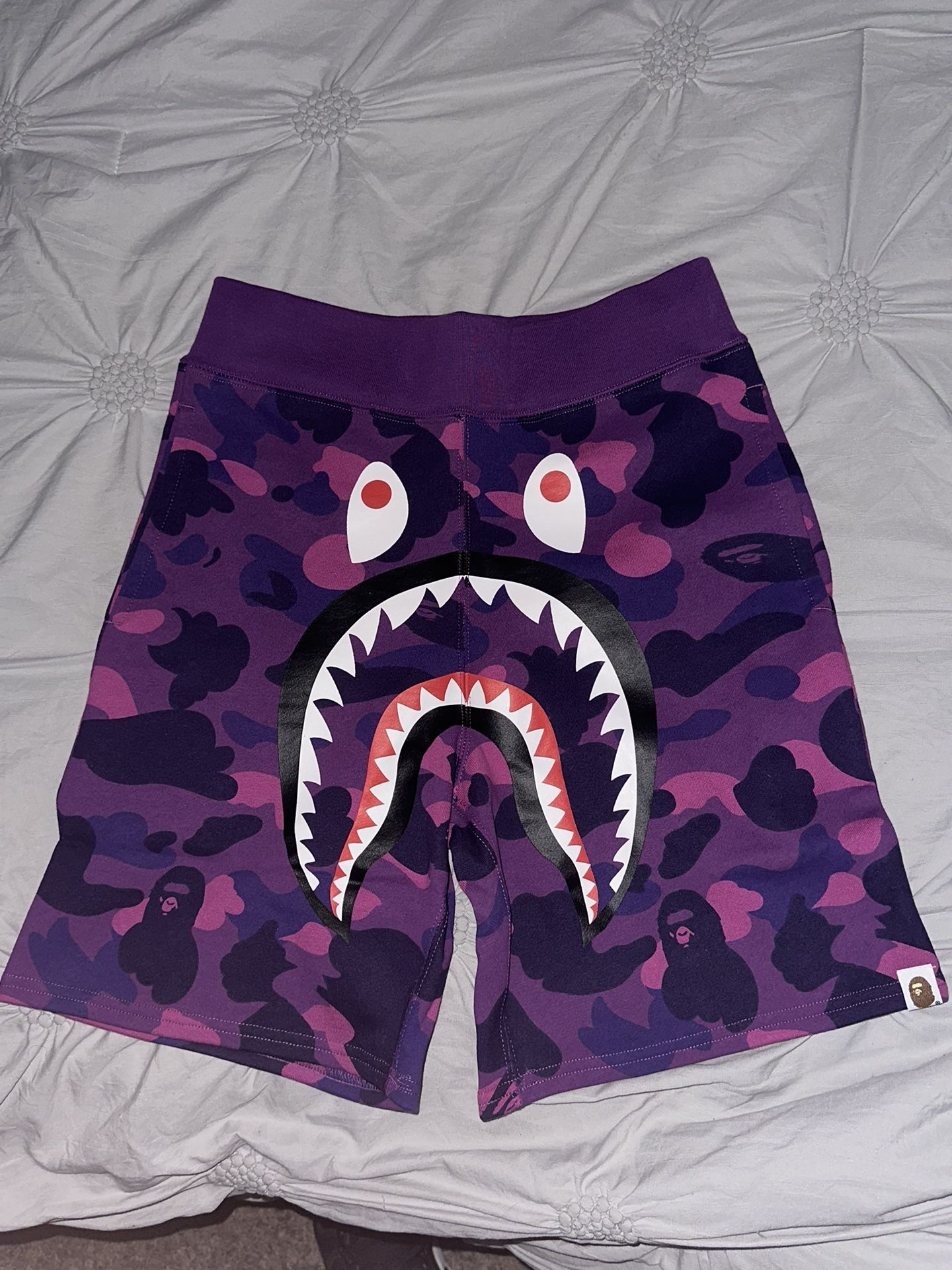 BAPE Purple Shark Camo Shorts size S