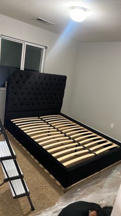 Queen size headboard and frame black velvet