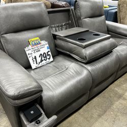 Leather Power Reclining Sofa 