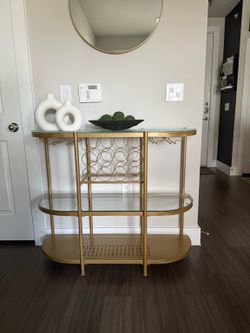 Gold & Glass Bar Cart / Console Table