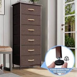 New Brown Tall 6 Drawer Storage  Organizer Fabric Drawers