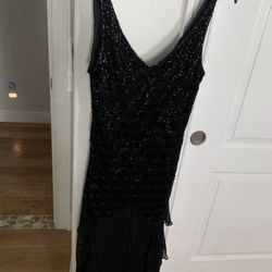 Sleeveless Black Beaded Dress - Size 8