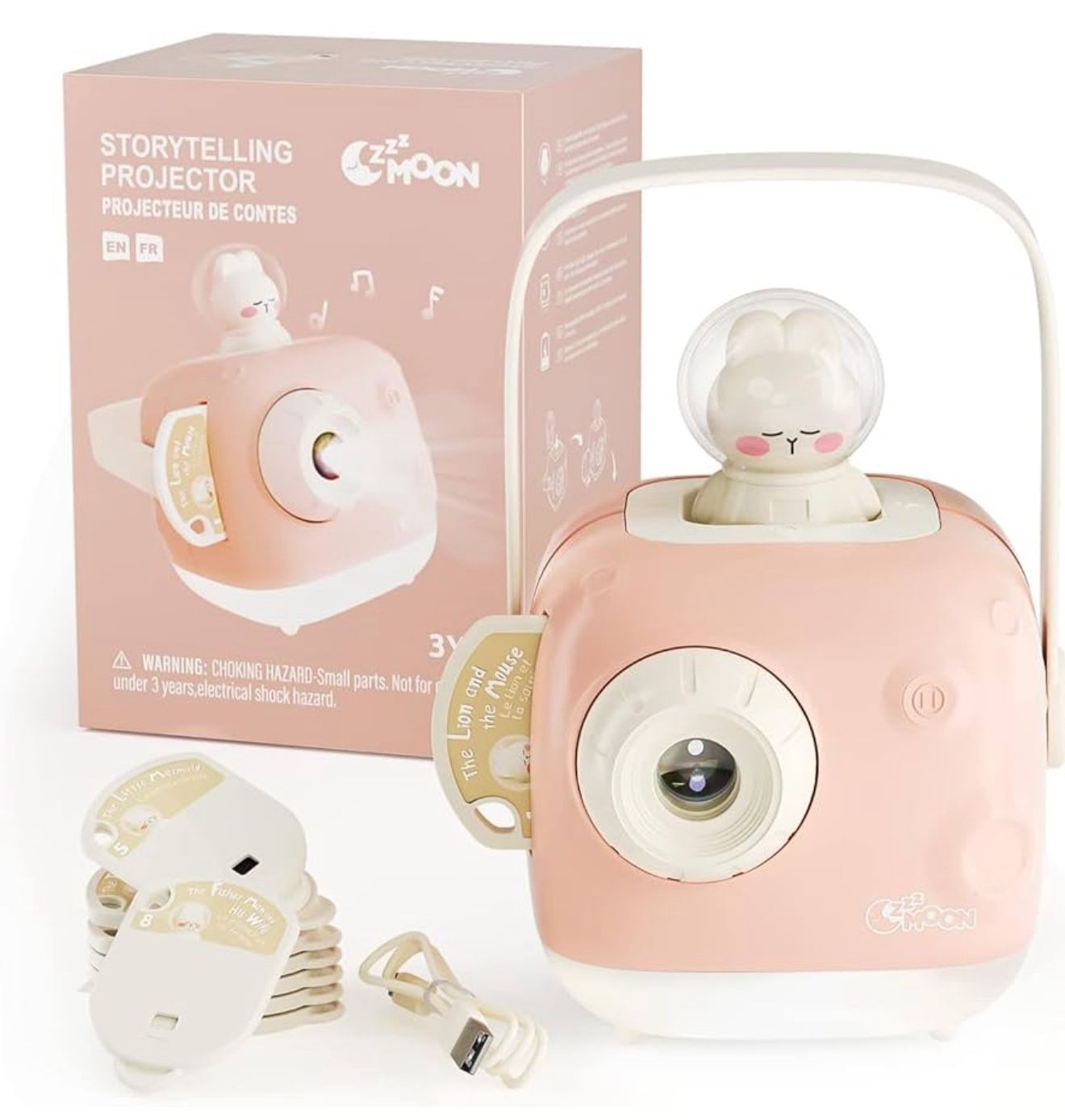 ZZZMOON Story Projector for Kids, Night Light Projector Baby Bedtime Sleep Story Projector with 8 Stories and Music, Educational Story Toys Gift for G