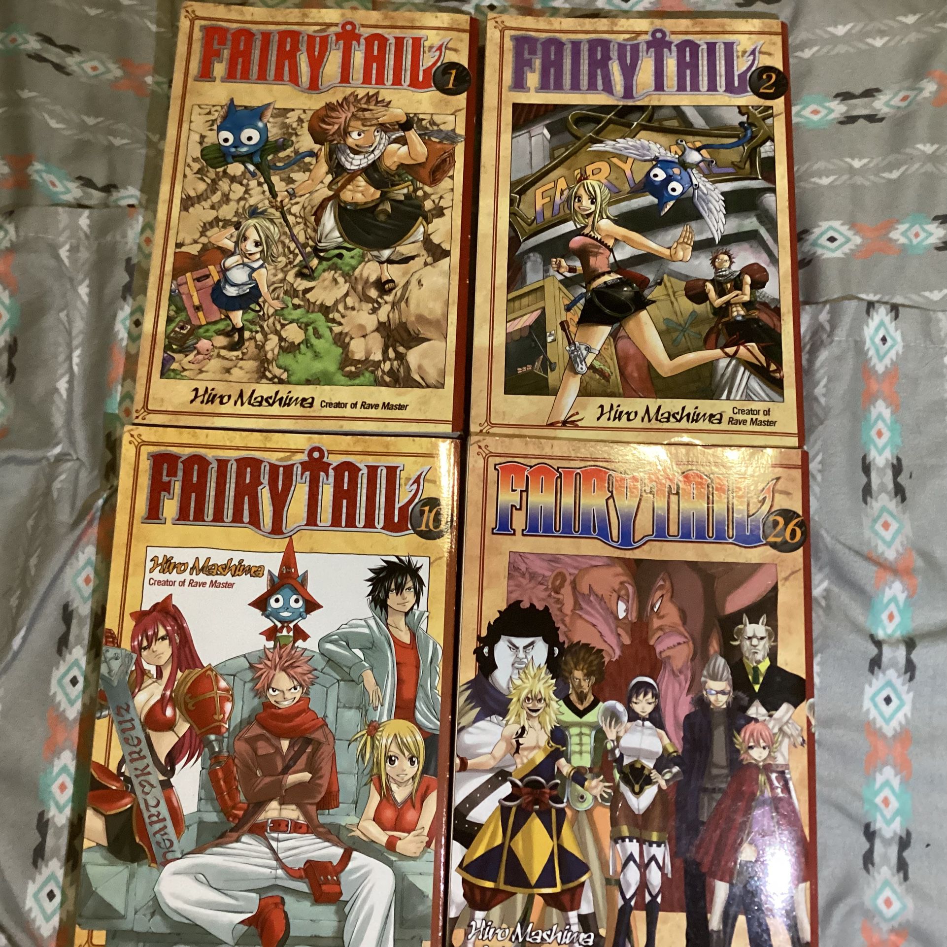 FAIRY TAIL Hiro Mashima Manga Lot of 4 Books Volumes 1,2,10,and 26 in English