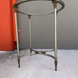 Vintage Maison Jansen Circular Steel Brass End Table 
