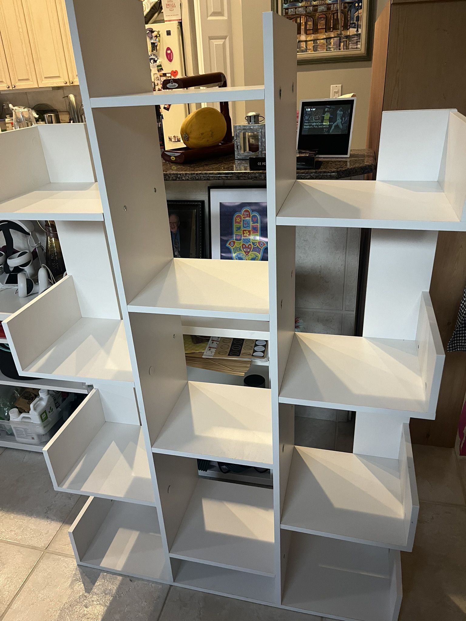 White Modern Bookshelf or shelf for Legos.. Knick knacks….display other things ..