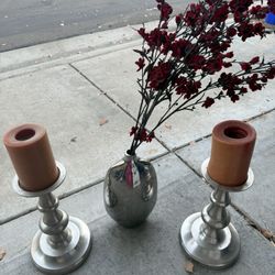 Restoration Hardware Candle Holder And Vase