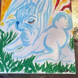 She Bunny Original Painting On Canvas 