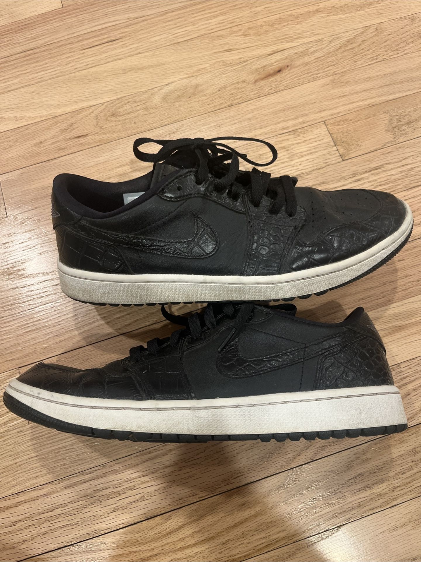 Nike Air Jordan 1 Low Golf Shoes Sz 10 Black Crocodile DD9315-003 Mint Condition