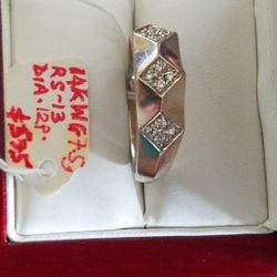 14k White Gold Diamond Ring Size 13