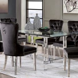 7 Pc Acrylic Glass Dining Table Set Brand New In Box 