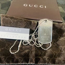 Men’s GUCCI Chain & Tag -  925 Italian  Silver