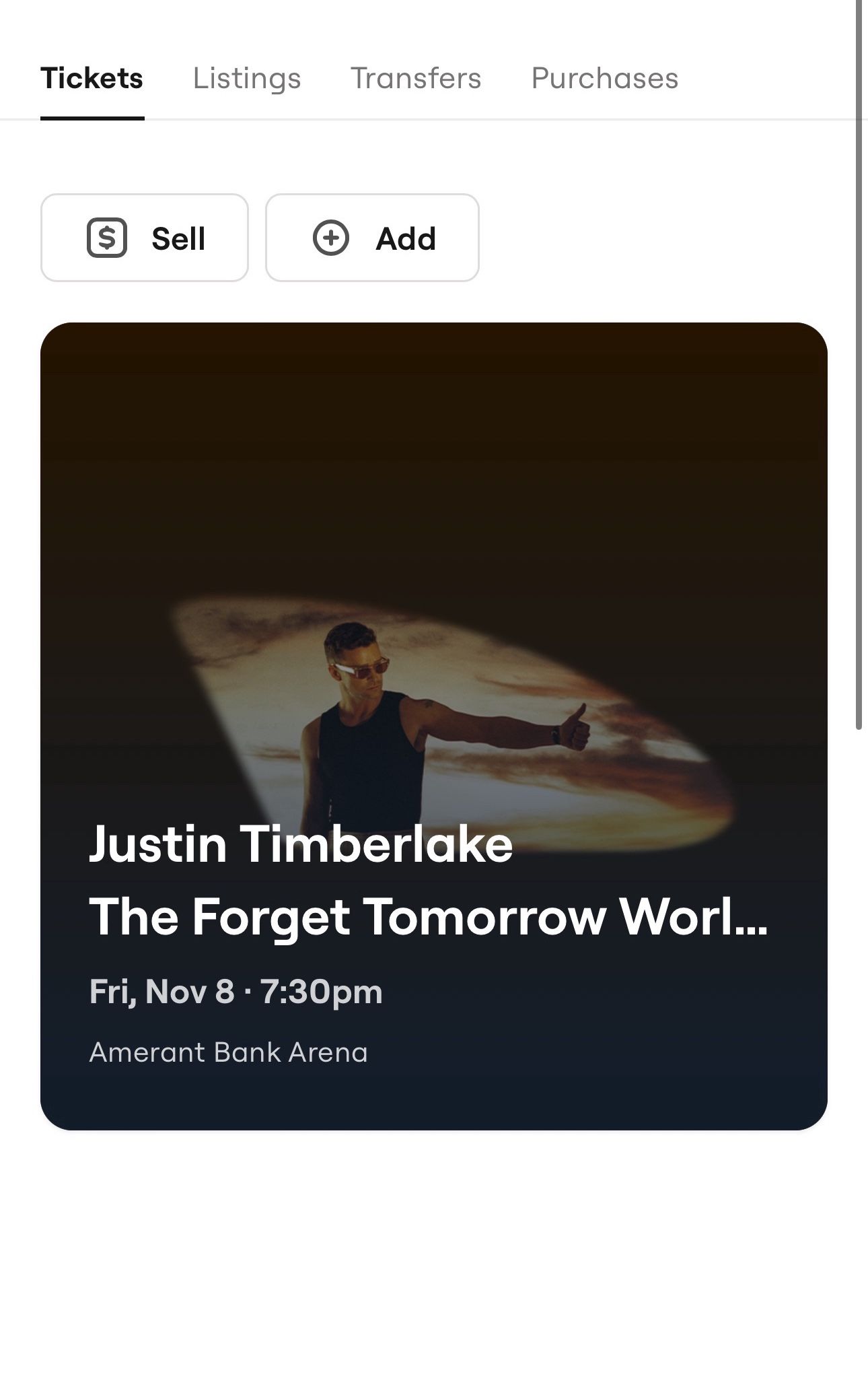 Justin Timberlake Tickets At Amerant Bank Arena 