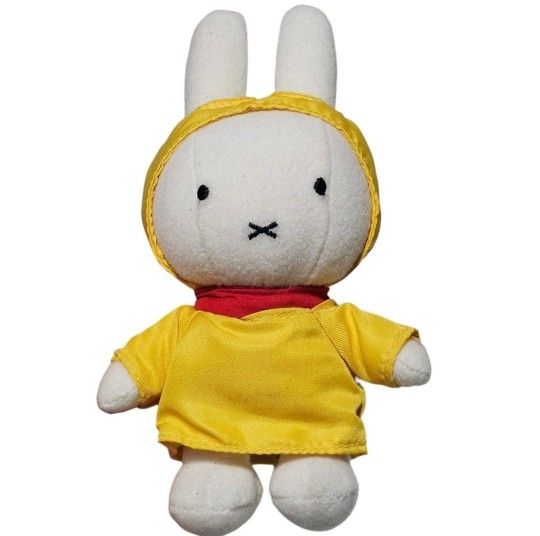 Japan Miffy Rabbit Plush 6" Yellow Rain Coat Stuffed Animal Toy Rare Collectible
