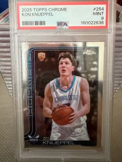 2025 Topps Chrome Kon Knueppel rookie (RC) card #254 in a PSA mint 9!