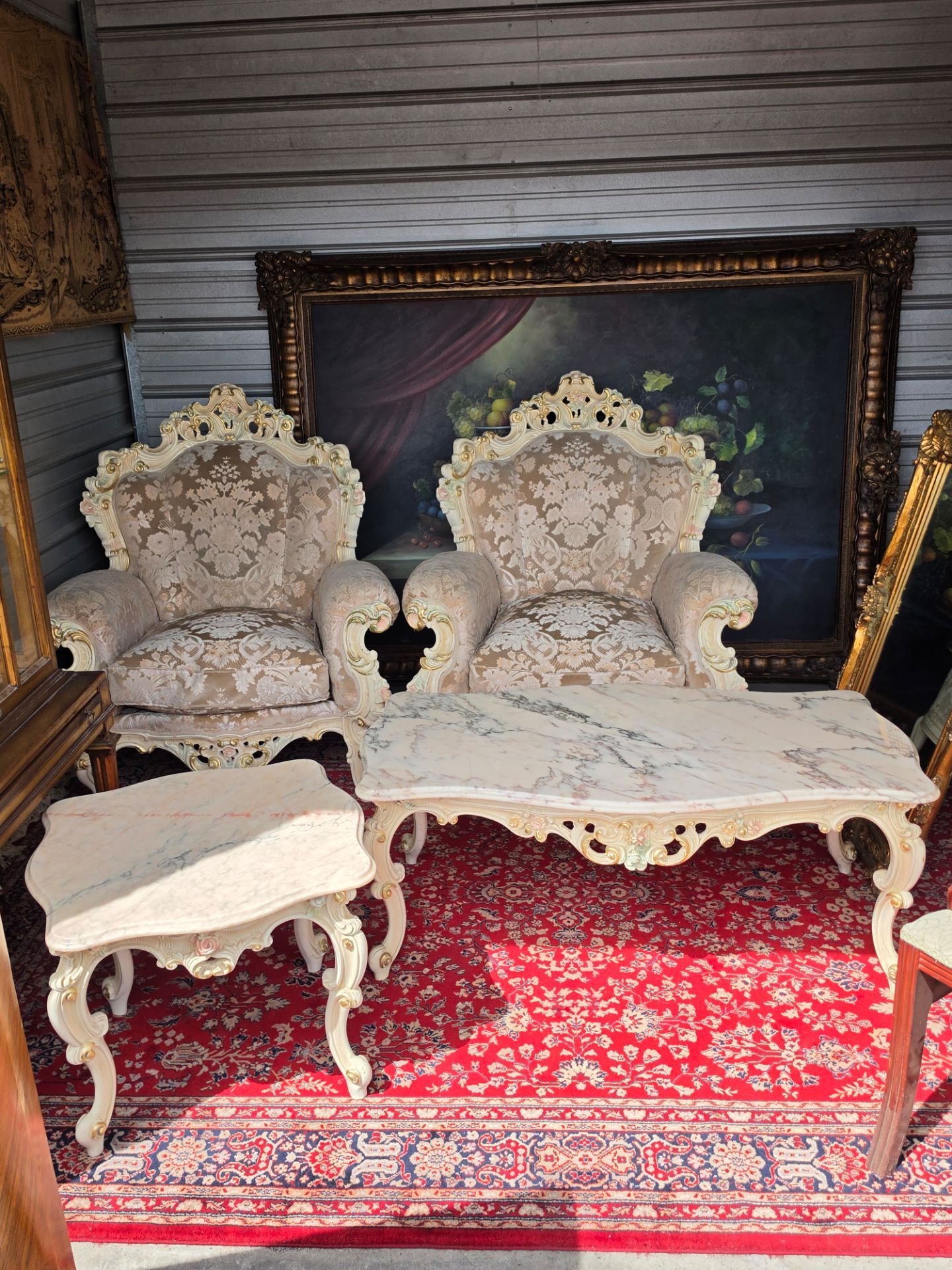 Vintage Elegant Italian Silik Baroque Armchairs. (Pair)