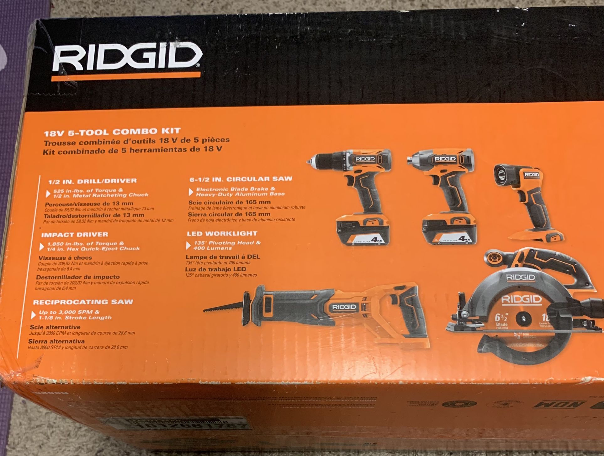 Rigid 18V 5-Tool Combo Kit