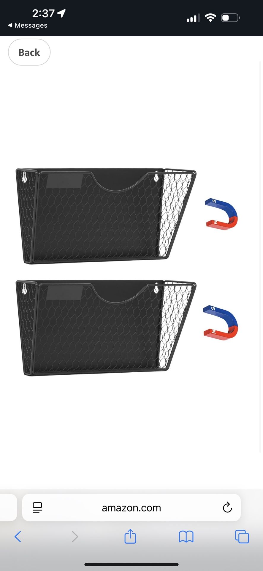 Magnetic File Holder 2 Pack Large Capacity File Folder Organizer No Drilling Installation Hanging Magazine Rack for Office File Cabinet, Refrigerator,