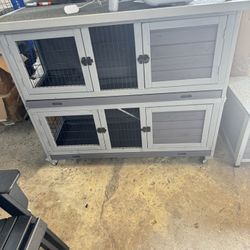 Aivituvin Rabbit Hutch Folding Bunny House Quickly Assemble Two Story Guinea Pig Cage with Trap Door, Movable, Foldable AIR06
