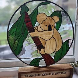 Stained Glass 15" Koala 🐨 ♥️   Vtg 