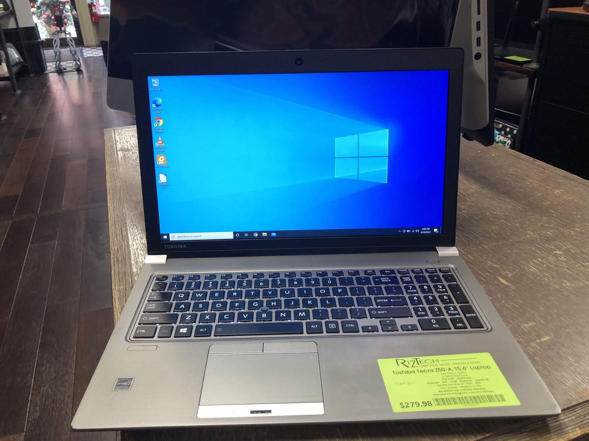 Toshiba Tecra Z50-A Laptop 15.6” W10Pro i7 8GB RAM 256GB SSD 2GB GPU Webcam WiFi HDMI Backlit KB