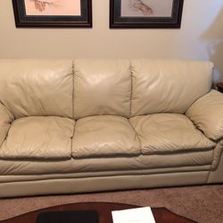 Italian Cream Leather Sofa 