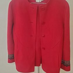 Vintage Womens Oscar De La Renta Italian  Wool Jacket Size 12