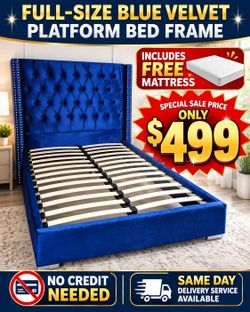 New in box full blue color bed frame with free mattress special