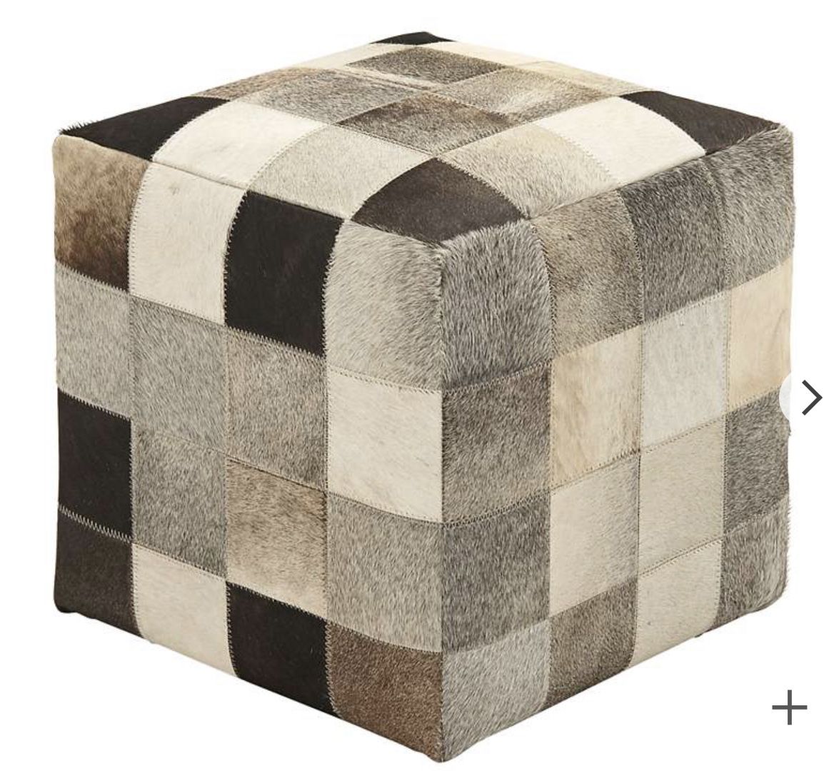 Two Cordova Weathered Brown and Gray Leather Hide Pouf Ottoman $150 Each