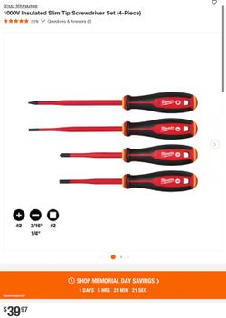Milwaukee 1000V Insulated Slim Tip Screwdriver Set (4-Piece)