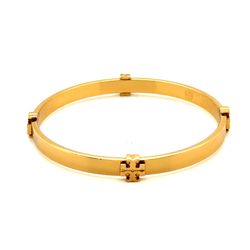 Tory Burch Miller Stud Hinge Bangle Bracelet Gold Tone Womens 7 Inch
