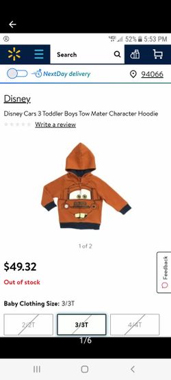 Disney's Cars 3 Toddler Boys Tow Mater Hoodie