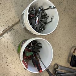Buckets of wrenches/screwdrivers