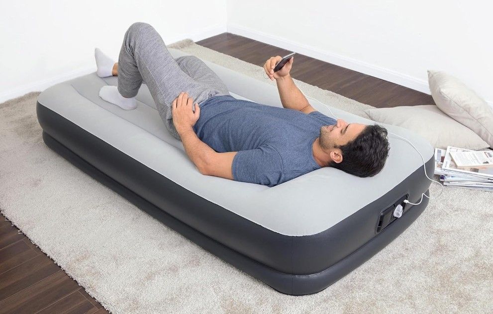 New In Box! SLEEPLUX Twin Air Mattress with Built-In Pump, Pillow, & USB Charger, Quick Inflate
