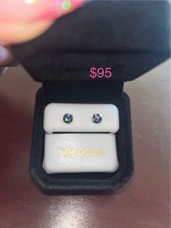 14k Gold Studs w/Multi-Color Stone