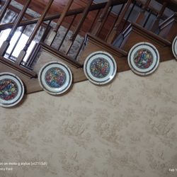 FLIGHT INTO EGYPT collector plate D'Arceau-Limoges STAINED GLASS Set Of 5