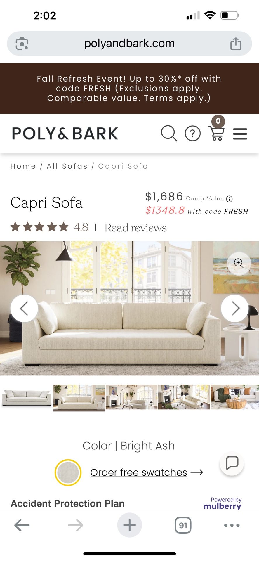 $29 Pick Up Today Designer Poly & Bark Couch