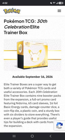 Pokemon 30th anniversary ETBs