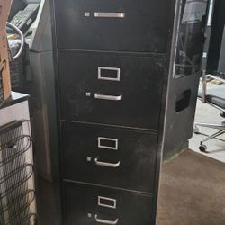 Black Steel 4 Drawer Filing Cabinet