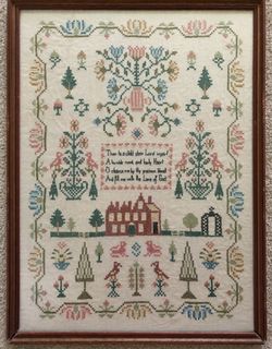 Vintage Crewel Embroidery Needlepoint Framed. 18 inches wide by 24 inches tall